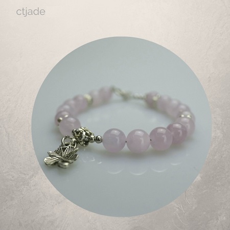 1924021 Trang Sức Phong Thủy Hộ Mệnh Bình An CTjade - Vòng Tay Đá Thạch Anh Hồng Thiên Nhiên